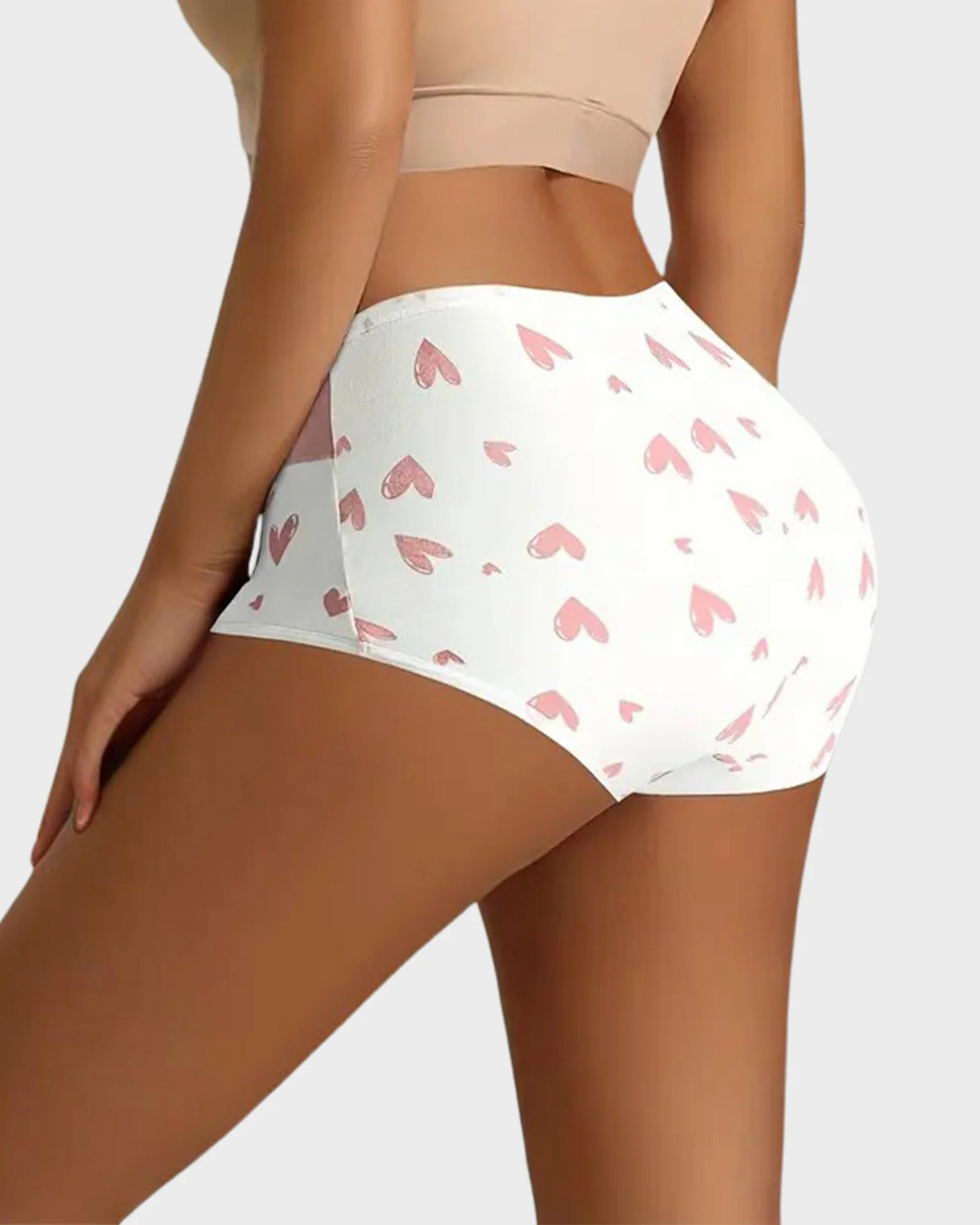 Soft Cotton Heart Print High-Waist Panties (6 Pack)