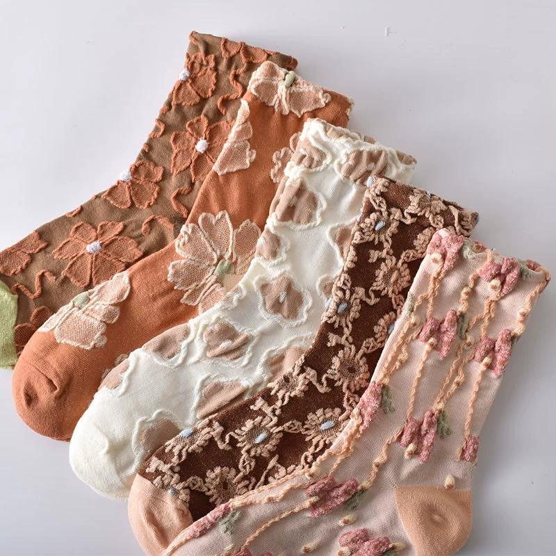 5 Pairs Womens Floral Socks