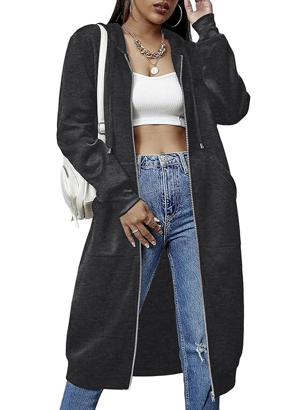 Women Casual Zip Up Fleece Fooodies