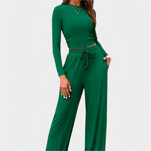 Crop Top Straight Leg Pants 2-Piece Lounge Set