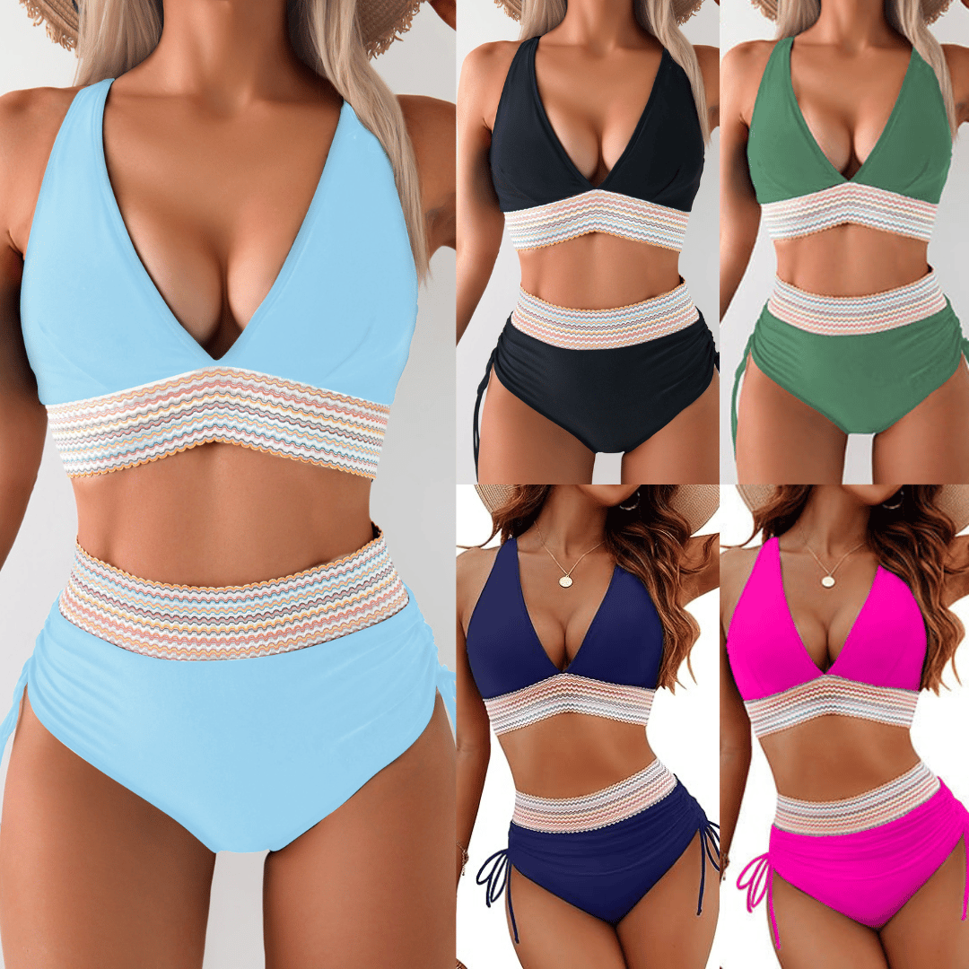 2025 hohe Tummy -Kontrollblockbikini -Bikini -Sets mit hoher taille