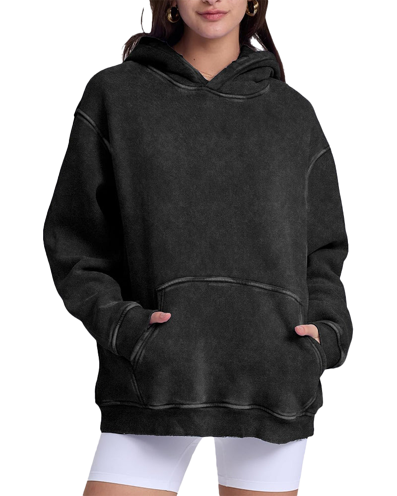 Pullover della felpa con cappuccio di lavaggio acido unisex di grandi dimensioni