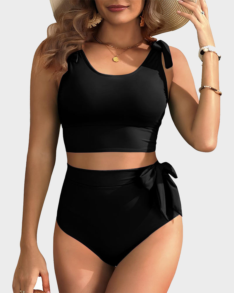 Ensemble de bikini de contrôle du ventre de la taille haute à deux égaux