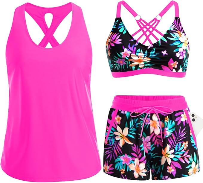 ⏰LAST DAY 50% OFF - 3 Piece Tankini with Shorts 🔥