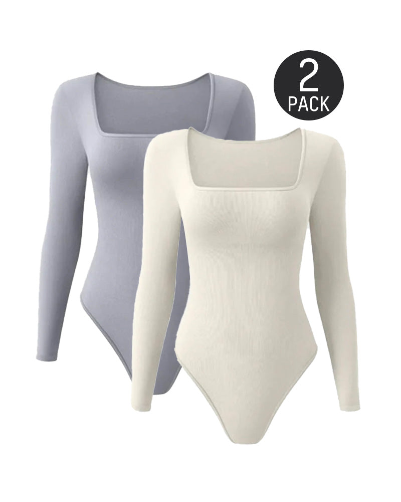 Rippger quadratischer Nacken langschleiender Bodysuit
