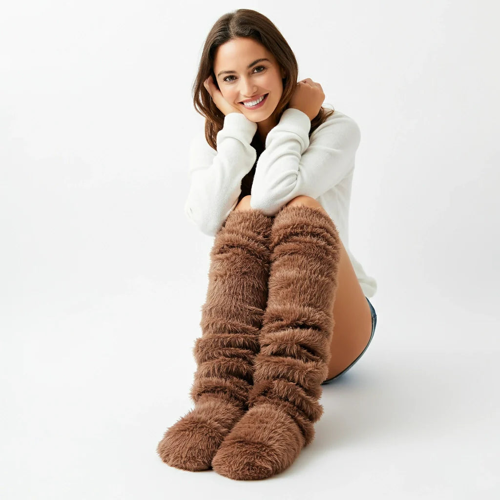 High Fuzzy Long Socks Winter Warm Cold Leg Knee Joint