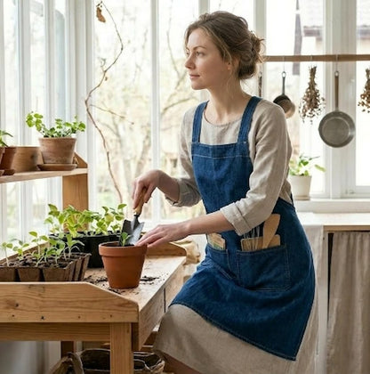 Ergonomic Cross-Back Denim Apron