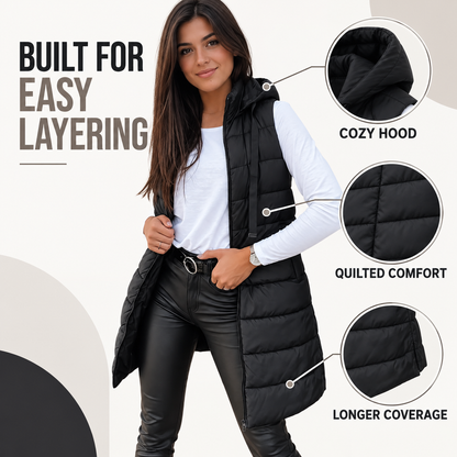 Women's Long Hooded Puffer Vest