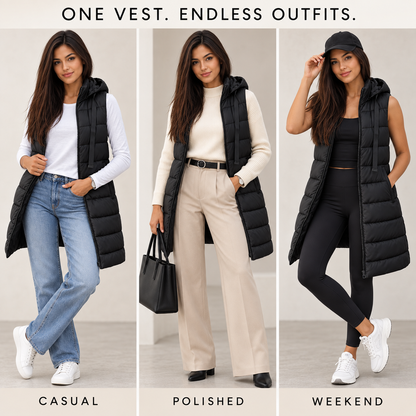 Women's Long Hooded Puffer Vest