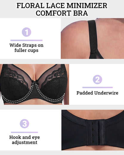 Floral Lace Minimizer Comfort Bra