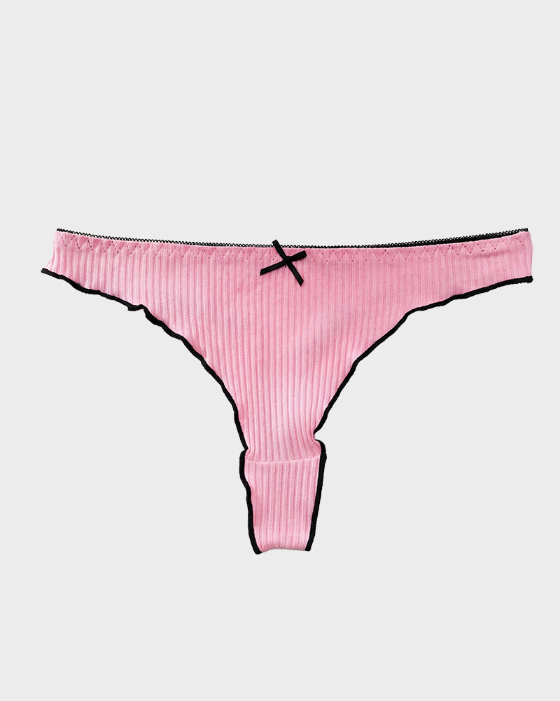 Women's Bow Low Waist Thong  Pack Ultra Soft Cotton（9 pack）