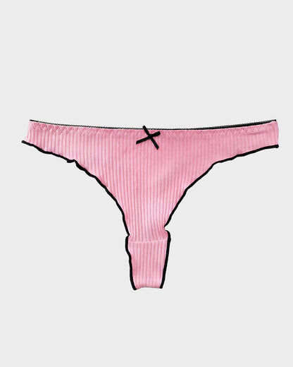 Women's Bow Low Waist Thong  Pack Ultra Soft Cotton（9 pack）