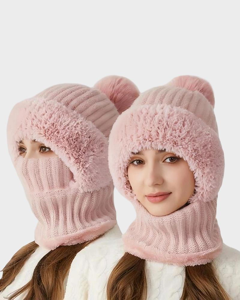 Thick Warm Knit Beanie with Pom Pom for Winter