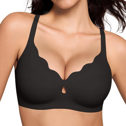Women Water Drop Hollow Scalloped Flowers V Neck Bras