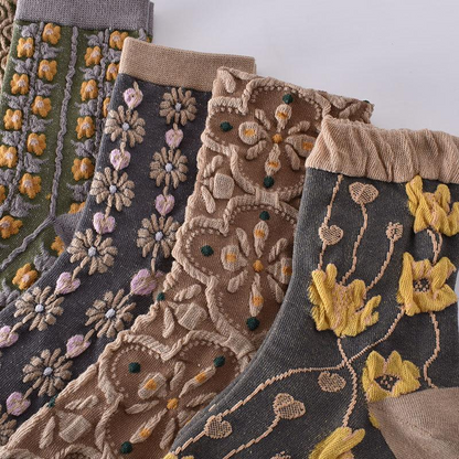 5 Pairs Womens Floral Socks