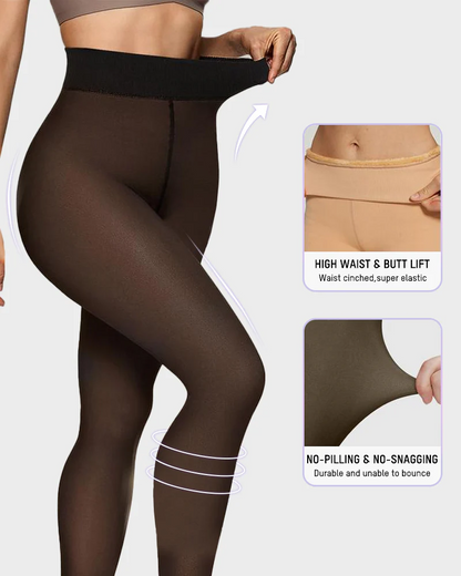 Semi-Transparent Single Seam Fleece Lined Tights