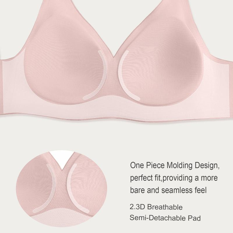 Seamless Full Coverage Wireless Push-Up Bra with Wide Straps