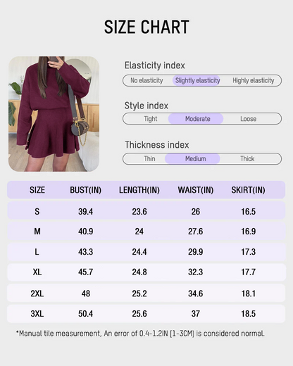 Women's semi-collared long-sleeved knitted loose-fitting one-piece sweater dress