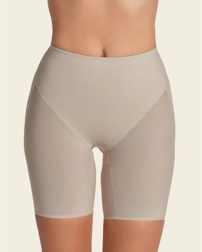 High-waisted shaping shorts with pleated center seam and elastic band