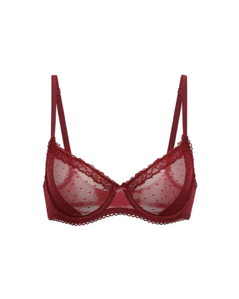 Women's Balconette Lace Bra See Through Demi Sheer