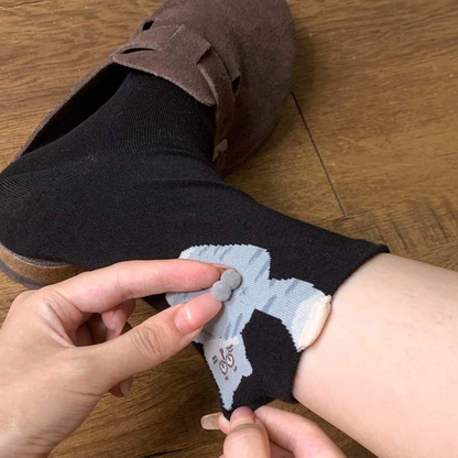 3 Pairs Cute Cat Socks with Pom Poms Soft Cotton