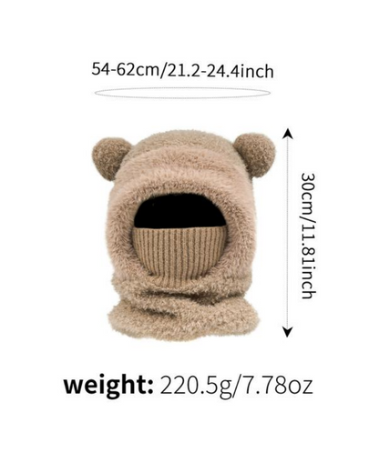 Unisex Windproof Thermal Hat with Cute Bear Ears