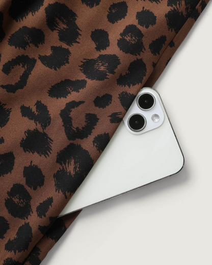 Leopard Print Jumpsuit with Shirred Shoulder Ties and Square Neck