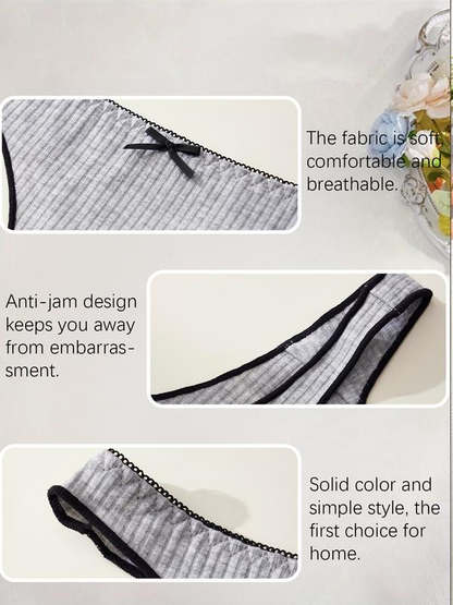 Women's Bow Low Waist Thong  Pack Ultra Soft Cotton（9 pack）