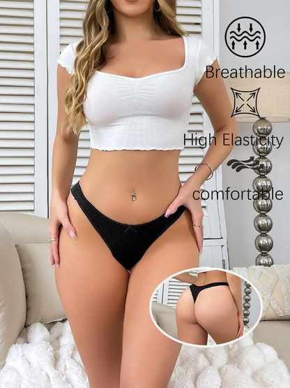 Women's Bow Low Waist Thong  Pack Ultra Soft Cotton（9 pack）