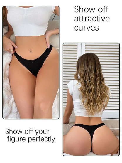 Women's Bow Low Waist Thong  Pack Ultra Soft Cotton（9 pack）