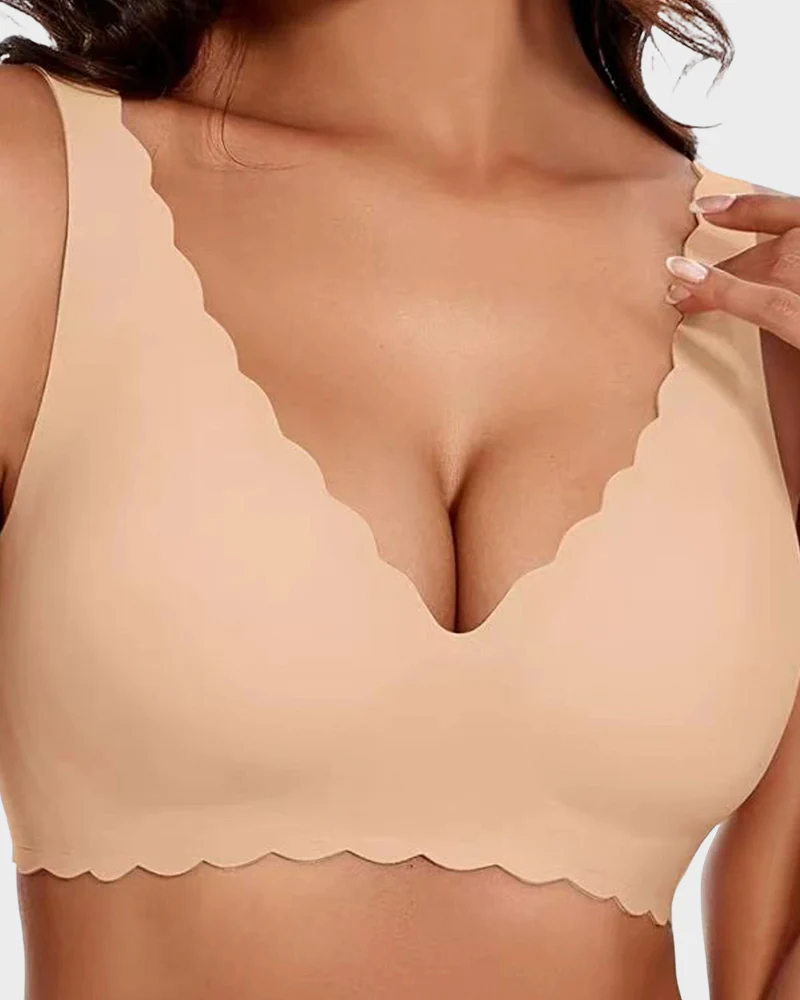 Deep V Seamless Scalloped Wireless Lift Bra