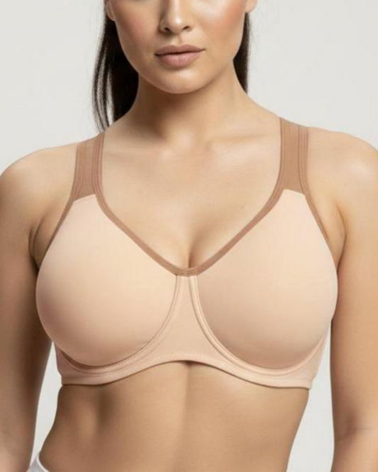 Soft Support Non-padded Unlined Full Coverage Wide Strap Outside Underwire Sports Bra