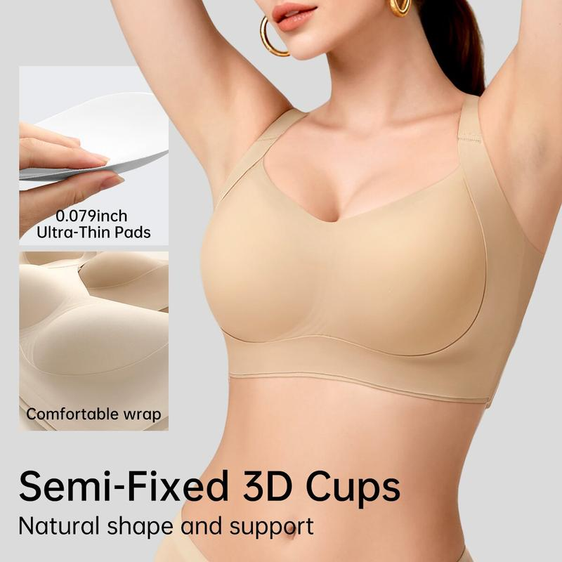 Wireless Push Up Jelly Bra V Neck Seamless Support Comfort