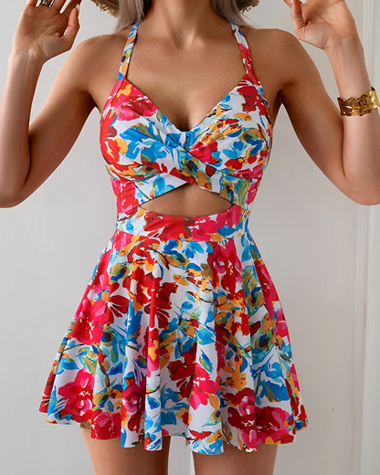 High Waist Cutout One Piece  Tummy Control Swimdress