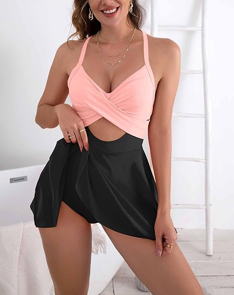 High Waist Cutout One Piece  Tummy Control Swimdress