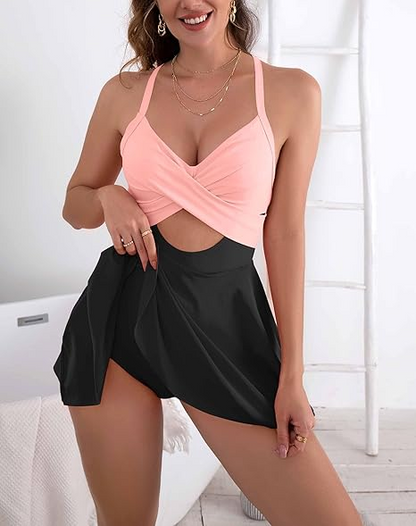 High Waist Cutout One Piece  Tummy Control Swimdress