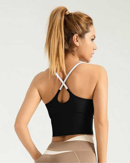 Women's Plain Sports Bra Criss Back Crop Top Workout Essential