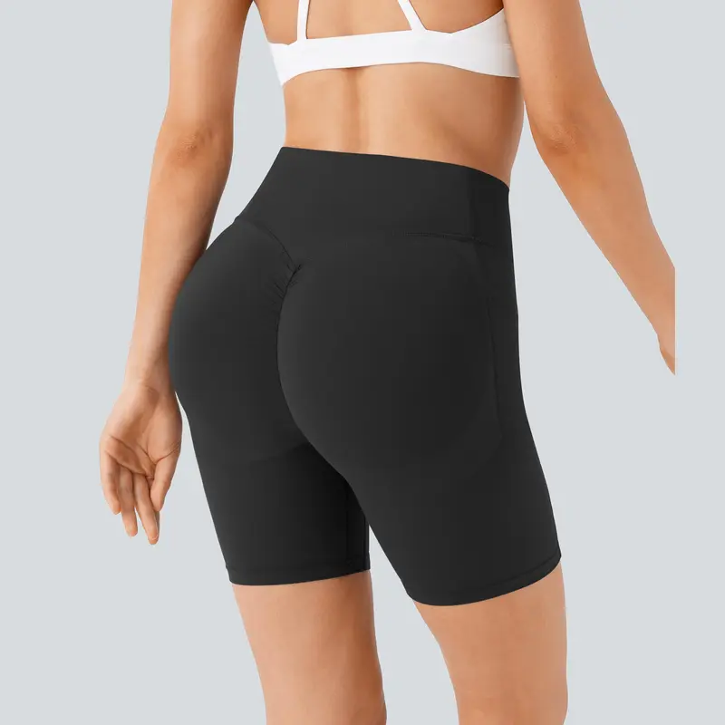 High-Waisted Tummy Control Athletic Shorts with Side Pockets