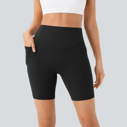 High-Waisted Tummy Control Athletic Shorts with Side Pockets