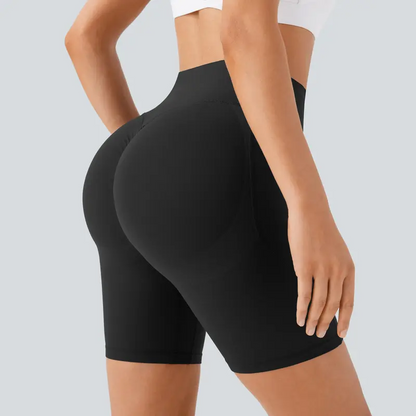High-Waisted Tummy Control Athletic Shorts with Side Pockets