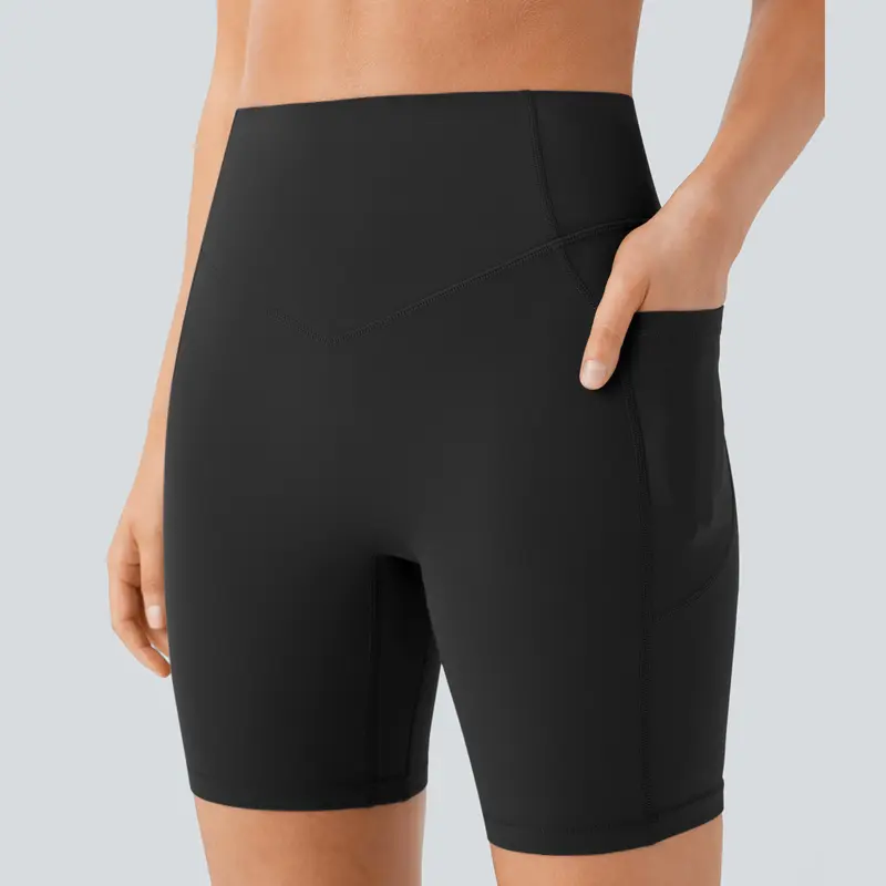 High-Waisted Tummy Control Athletic Shorts with Side Pockets