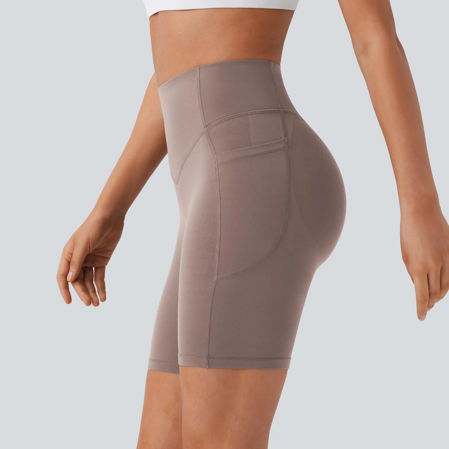 High-Waisted Tummy Control Athletic Shorts with Side Pockets