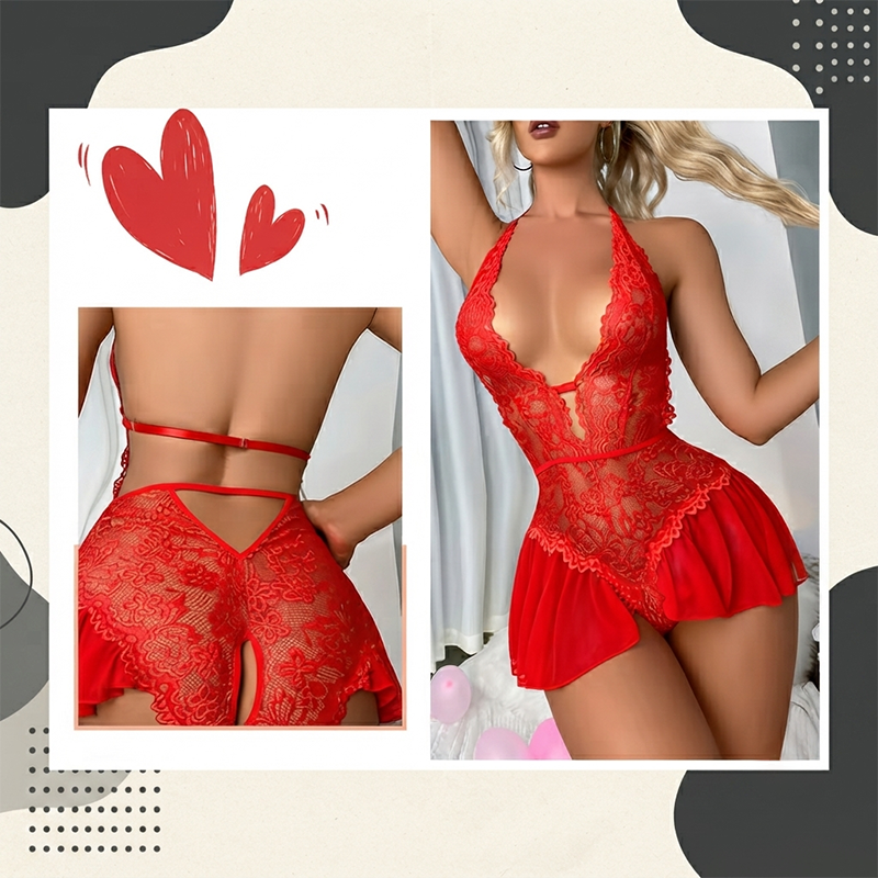 Sexy Transparent Lace One-Piece Lingerie