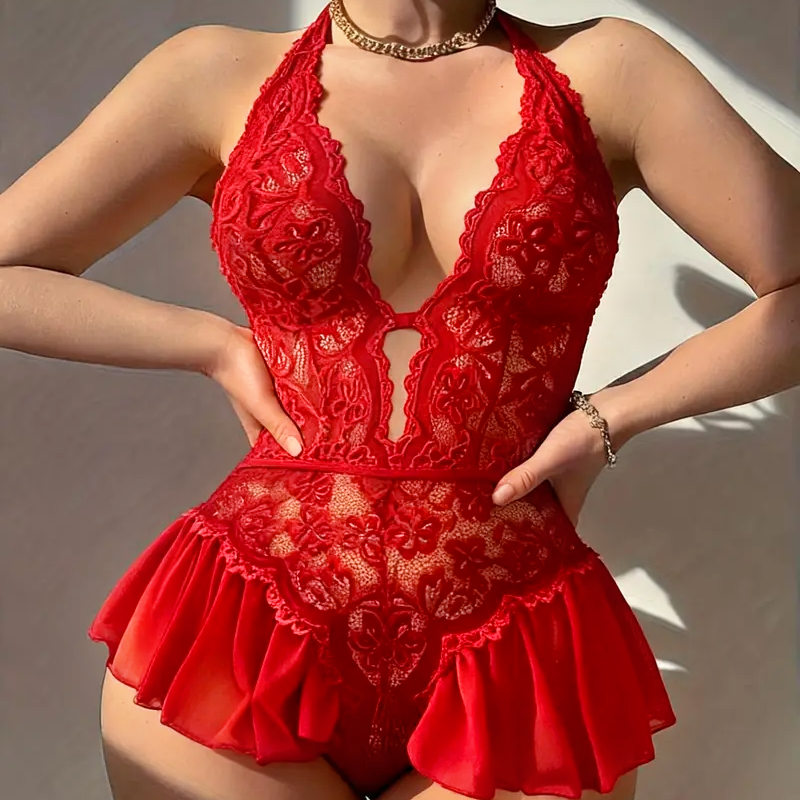Sexy Transparent Lace One-Piece Lingerie