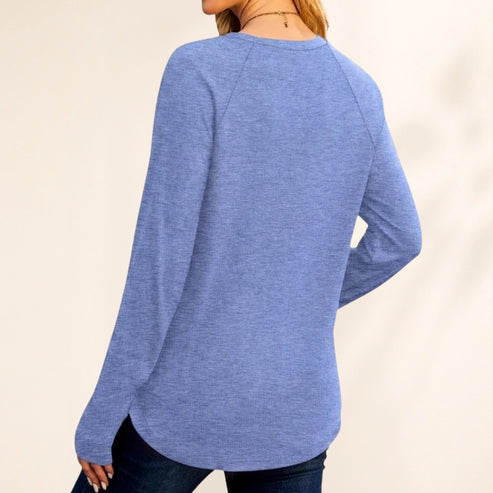 Women's Tunic Top Long Sleeve Round Neck with Thumb Holes