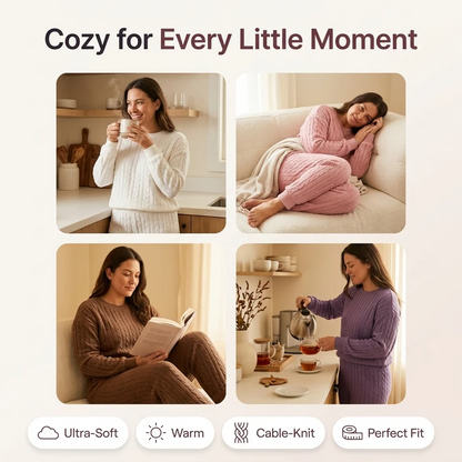 Women's Cozy Cable Knit Lounge Set