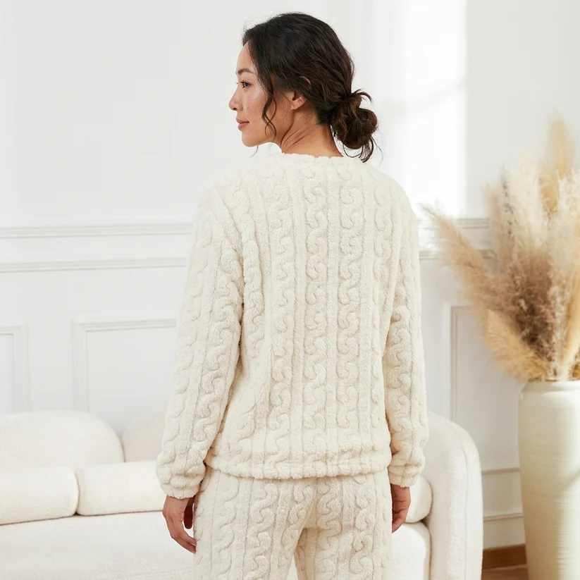 Women's Cozy Cable Knit Lounge Set