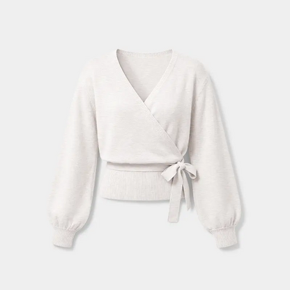 V-Neck Wrap Tie-Waist Knit Top