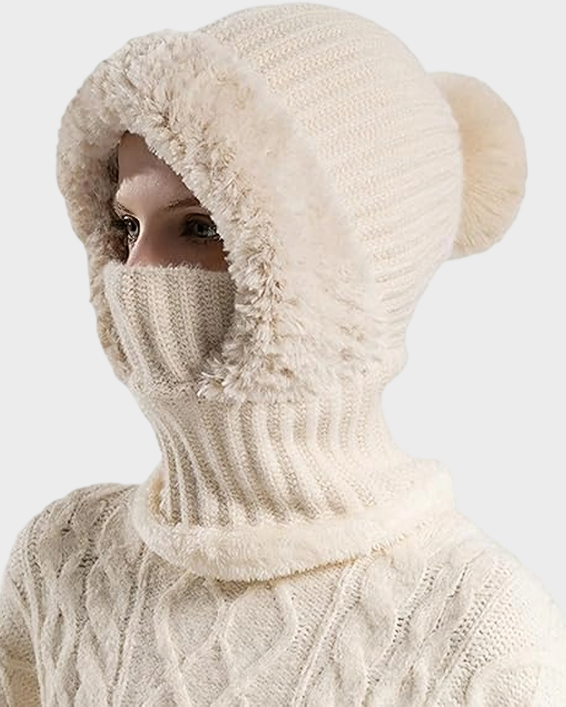 Thick Warm Knit Beanie with Pom Pom for Winter