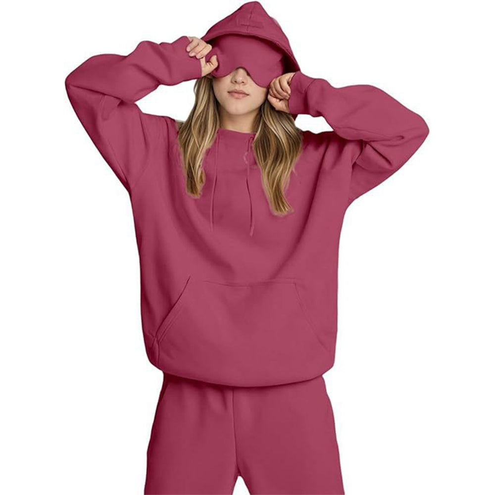 Airplane Model Travel Hoodie Eye Mask Built in Long Sleeve Oversized Sweatshirt